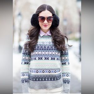 J.Crew Sequined Fair Isle Sweater in Cement Ivory